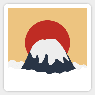 Japanese Mountain and Rising Red Sun Sticker